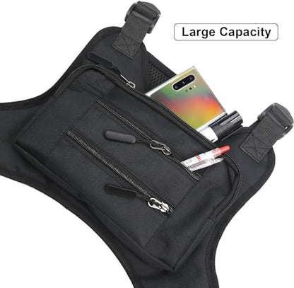JOYEONDEF Sports Chest Bag for Men, Water Resistant Chest Pack, Running Pack with Cell Phone Holder and Extra Storage - color: Black