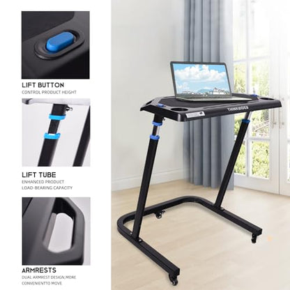 ThinkRider Adjustable Bike Desk - Rolling Laptop Cart for Stationary Bike or Trainer - Exercise While Working or Watching TV Standing Desk