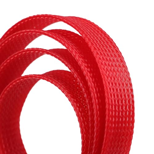 25ft PET Expandable Braided Cable Sleeve 5/8inch(16mm) Pet Braided Cable Sleeve for Audio Video Device Wire Automotive Wire (Red) - color: Red, size: 16mm"(5/8 inch)