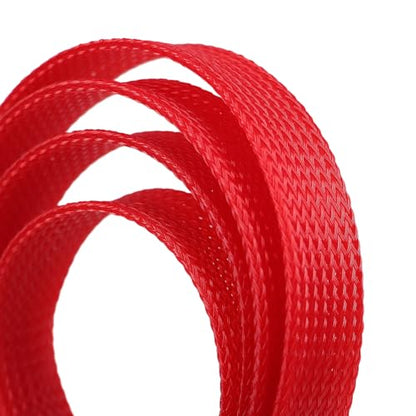 25ft PET Expandable Braided Cable Sleeve 5/8inch(16mm) Pet Braided Cable Sleeve for Audio Video Device Wire Automotive Wire (Red) - color: Red, size: 16mm"(5/8 inch)