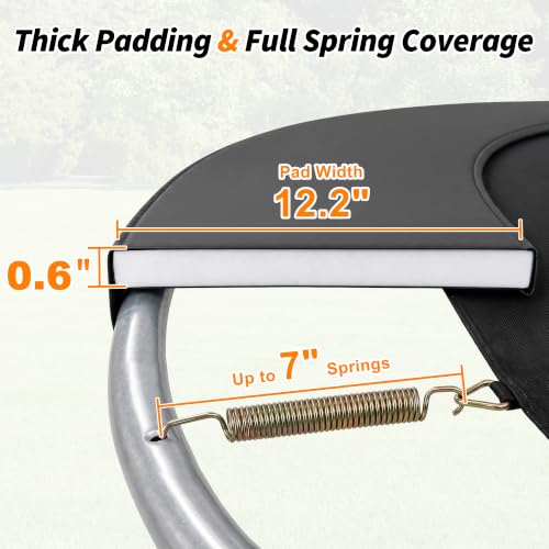 Exacme Double-Sided Round Trampoline Spring Cover, Replacement Safety Pad - color: Grey, size: 14FT