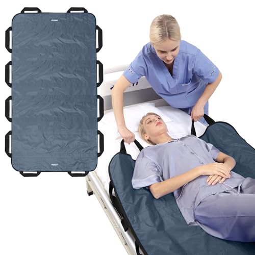 Bed Positioning Pad with Reinforced Handles 63" x 40" Washable Patient Transfer Slide Sheet for Body Lifting, Turning, Repositioning, for Elderly, Incontinence, Caregiver, Gray - color: Gray