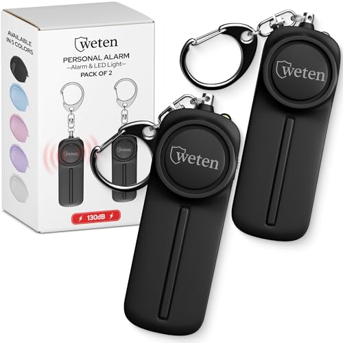 Personal Safety Alarm Keychain for Women, 130dB Siren, 2 Pack Black - color: F - Black&Black