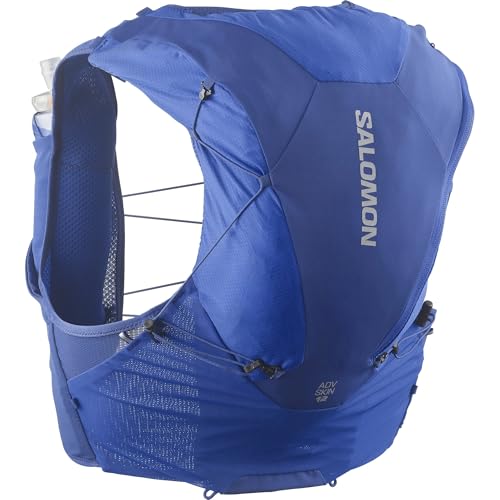 Salomon Unisex Advance Skin 12 | 12 Liter Hydration Trail Running Vest - color: Nautical Blue/Limoges, size: Large