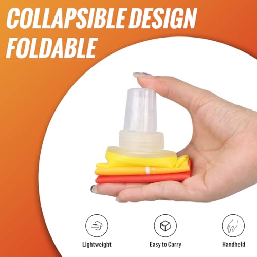 WRELS TPU Soft Flask Lightweight Portable Reusable Water Bottle,BPA Free Collapsible Flask for Hydration Pack in Running Hiking Cycling and Marathon - color: Yellow&Orange-500ml*2