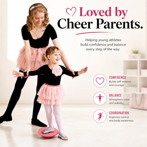 Cheer Flyer Stunt Trainer Balance Board & Leg Stretching Strap 2 Pc Set - color: Pink