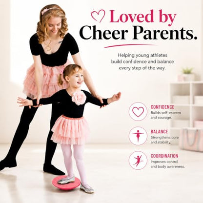 Cheer Flyer Stunt Trainer Balance Board & Leg Stretching Strap 2 Pc Set - color: Pink