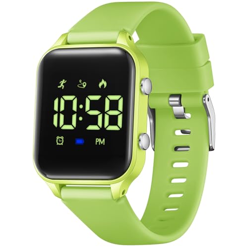 Kids Digital Watches for Boys Girls, Sports Watch with Fitness Tracker, Pedometer, Alarm Clocks, Stopwatch, No App Needed Waterproof Kids Watch, Gift for Teens Student Girls Boys Ages 5-14 - color: Green