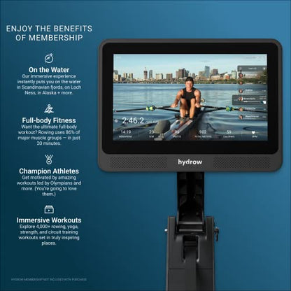 Hydrow Wave Rowing Machine with 16" HD Touchscreen & Speakers - Foldable | Live Home Workouts, Subscription Required - color: Pirate Black