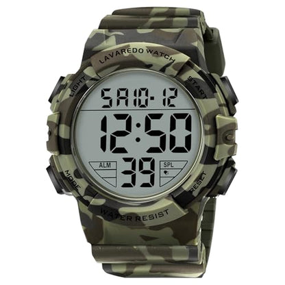 Mens Digital Watch, Sport Military Watch for Men, LED Large Face - color: 09-Army