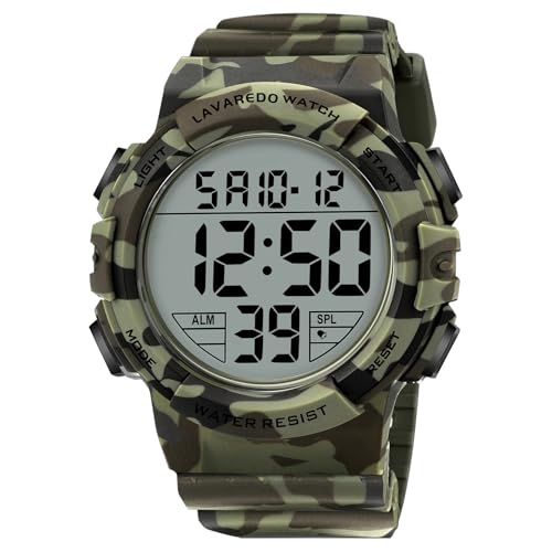 Mens Digital Watch, Sport Military Watch for Men, LED Large Face - color: 09-Army