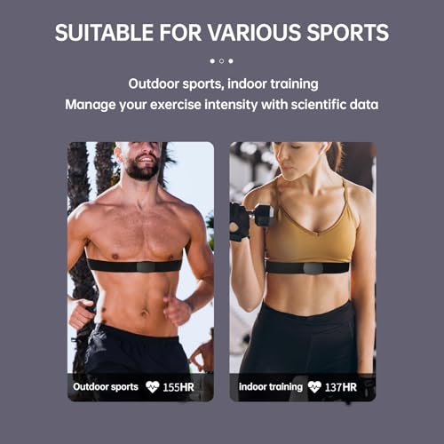 Heart Rate Monitor Chest Strap Bluetooth ANT+ IP67 Waterproof