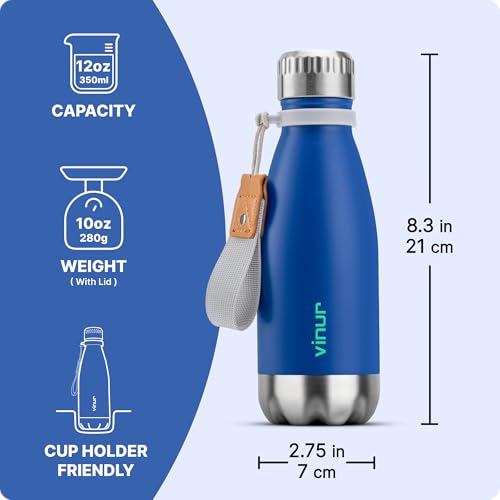 Kids Stainless Steel Water Bottle for School-12 oz Insulated Water Bottle - color: Navy, size: 12 Ounces