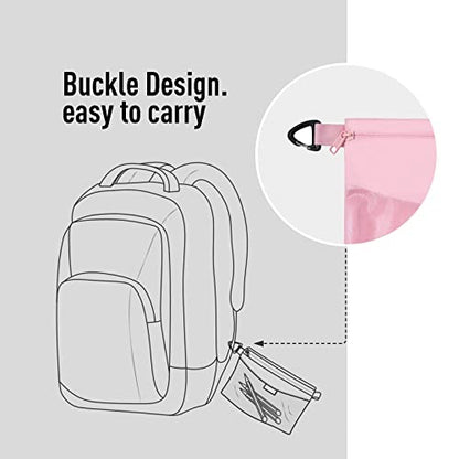 pack all 3 Pcs Water-Resistant Zipper Pouch, Mesh Zipper Bag - color: Pink, size: Set