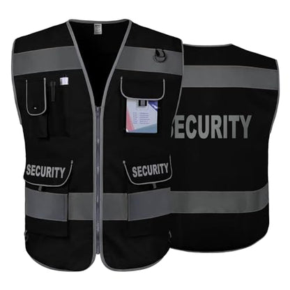 TCCFCCT Security Vest for Men Women 9 Pockets Hi Vis Safety Vest, Black XL - color: Black-bison 09, size: X-Large