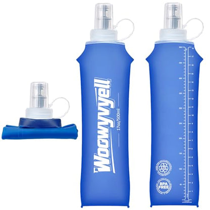 Running Vest Soft Flask, 2PCS BPA-Free 500ml Collapsible Water Bottle for Hydration Backpack, Collapsible Water Bottles for Marathon Hiking Cycling Climbing - color: Blue