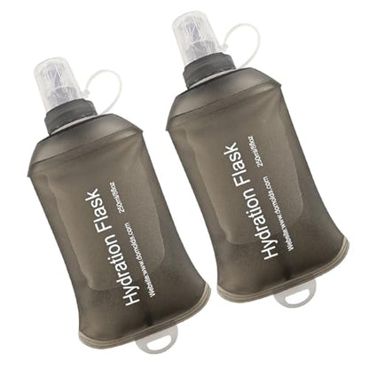 WILDREEDS 250ml Soft Flask, TPU Collapsible Soft Water Bottle for Hydration Pack, Running Vest, Folding Water Bottle for Hiking Cycling Climbing-2Pcs, Grey - color: 2pcs, 250ml Grey
