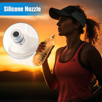 AXEN Soft Flask TPU Foldable Running Hydration Flask, Soft Collapsible Water Bottle for Hydration Pack Cycling Marathon Running Hiking - color: Clear-500ml