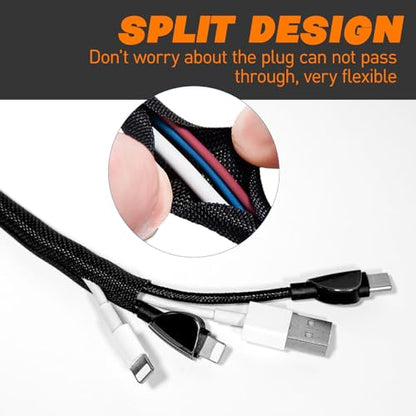Split Braided Sleeve Cable Management Wire Loom Cord Covers for High-Temperature Automotive Harness and Home Cable Management, 25ft - 1/8 inch Self-Wrapping Tubing Cord Protector - size: 1/8"-25 Feet