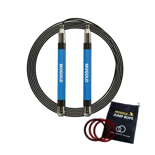 2-in-1 Speed Rope: 2mm for Boxing/MMA & 3mm for CrossFit - Tool-Free Adjustable Cable System with Dual Bearings - Sweatproof Hybrid Grip for High-Intensity Training - color: Blue