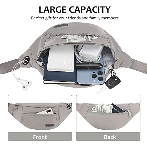 MAXTOP Small Cross body Bag Shoulder Fanny Pack for Women Men - color: Gray(Washed Nylon with Gray Zipper)