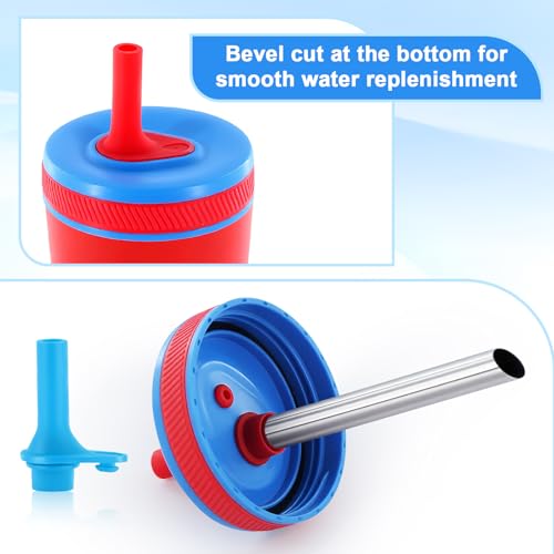 4SET Replacement Metal Straws and Bites Valve Compatible with Zak Designs Kelso 15 oz Tumbler Water Bottle, 304 Stainless Steel Stem Set with 2PCS Cleaning Brushes for Zak Designs Kelso 12 oz Cups