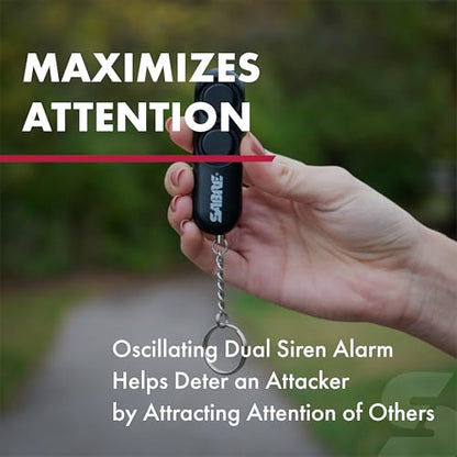 SABRE Personal Alarm With Key Ring, 120dB Alarm, Audible Up To 1,280 Feet (390 Meters), Simple Operation, Reusable, Black - color: Black Personal Alarm