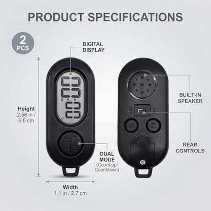 2 Pack Mini Digital Keychain Timer, Countdown and Stopwatch