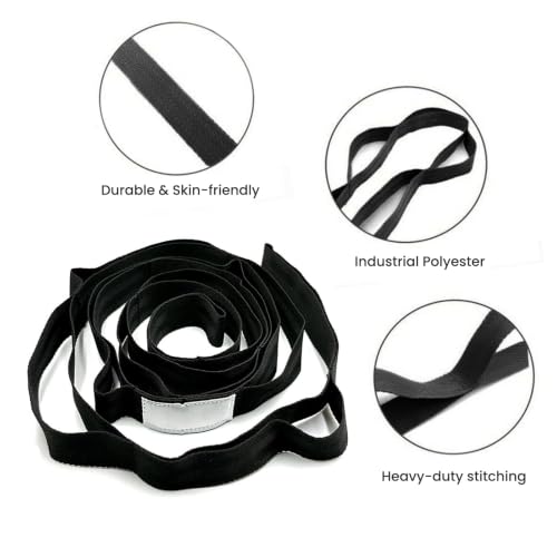 Stretching Strap with 10 Loops Non-Elastic Yoga Strap for Physical Therapy Pilates Dance Gymnastics Stretch Band for Daily Flexibility Routine at Home Gym Travel Includes Exercise Guide