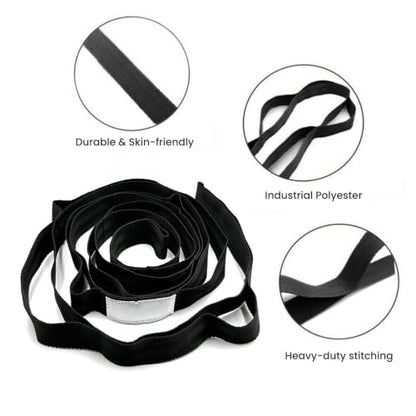 Stretching Strap with 10 Loops Non-Elastic Yoga Strap for Physical Therapy Pilates Dance Gymnastics Stretch Band for Daily Flexibility Routine at Home Gym Travel Includes Exercise Guide