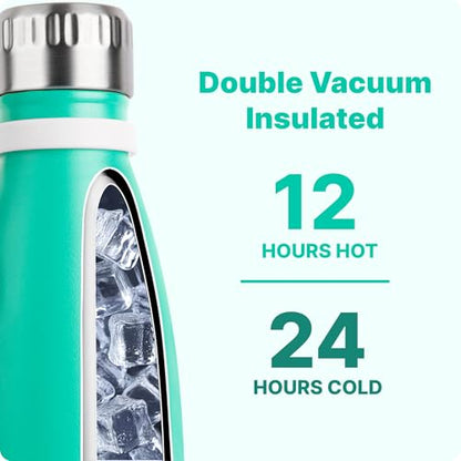 Kids Water Bottle-12 oz Leak Proof Insulated Water Bottle with Carry Rope - color: Teal, size: 12 Ounces