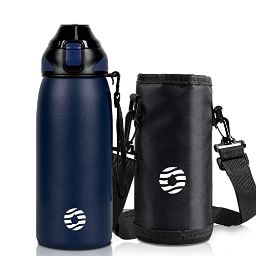 Fjbottle Insulated Water Bottle,20 oz Stainless Steel Wide Mouth Sports Water Bottle Double Wall Vacuum Leak Proof BPA Free Drinks Flask Keep Hot Or Cold Thermo Mug For university,Outdoor,Travel,Gym - color: Blue, size: 20 Ounces