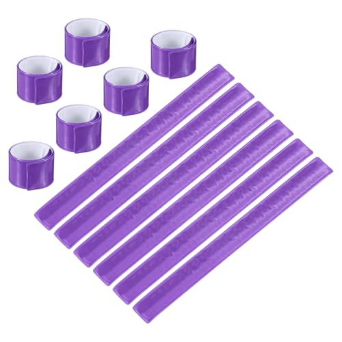 PATIKIL Reflective Slap Bands, Reflector Band Snap Bracelet Armbands High Visibility Safety Reflectors Wrist Strap Strips for Night Jogging Cycling Running Hiking - color: Purple