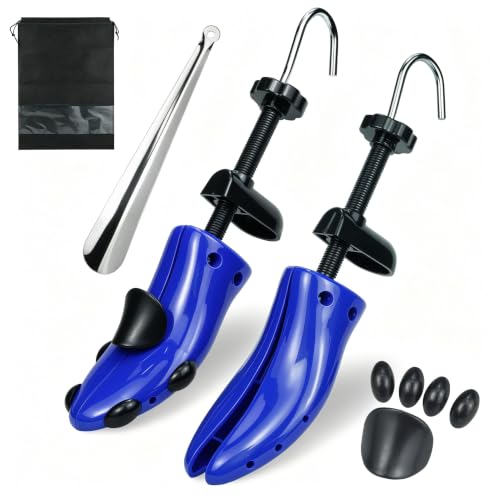 Plastic Shoe Stretcher for Women & Men Wide Feet, Adjustable Shoe Expander - color: L (for Men's Size Us 10-13.5) Blue