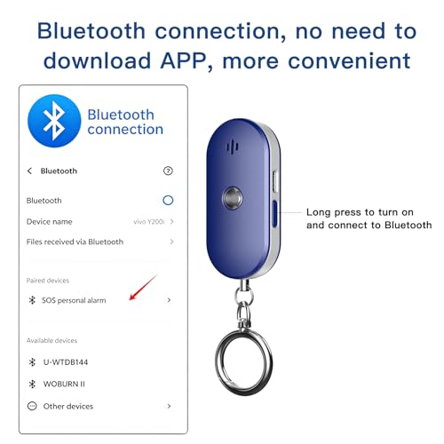 Personal Safety Alarm for Women, 130dB Rechargeable Keychain Alarm with Dual Speakers, LED Strobe Light, Low Power Indicator and USB-C Charging, (Blue) - color: Blue