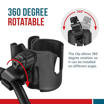 Walker Cup and Phone Holder, Compatible with Rollator and Folding Walkers
