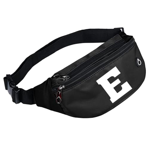 Fanny Packs for Men and Women Water-Repellent Sports Waist Pack Bag - color: 1pack-Black Letter E