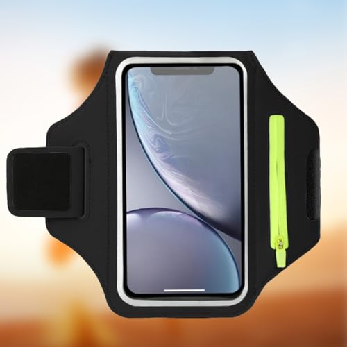 Universal Sports Armband with Touchscreen Window, Adjustable and Waterproof for Running, Jogging, and Fitness Activities(Black 6.5in)