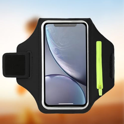 Universal Sports Armband with Touchscreen Window, Adjustable and Waterproof for Running, Jogging, and Fitness Activities(Black 6.5in)