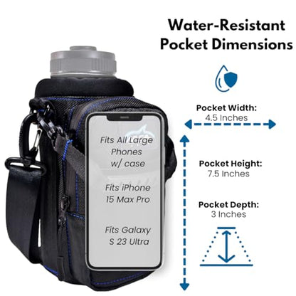 Arca Gear Hydro Carrier 32 oz Small - Insulated Water Bottle Sling w/Carry Handle, Shoulder Strap, Wallet and Two Pouches - The Perfect Flask Accessory - color: Sunset Pink