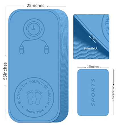 Jump Rope Mat Shockproof Exercise Skipping Mat All-Purpose Extra Thick High Density Anti-Tear Exercise Yoga Mat, Non Slip for Indoor and Outdoor - color: Light Blue