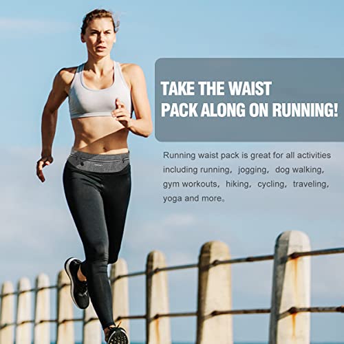 GUZACK Slim Running Belt Fanny Pack for Man Woman, 3 Pouch Waist Pack - color: Grey