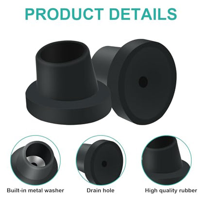 4 Pcs Replacement Feet for Bath Chair Leg Caps Heavy Duty Slope Rubber Feet Pad for Bath Seat Shower Stools (Black, 1-1/8") - color: Black