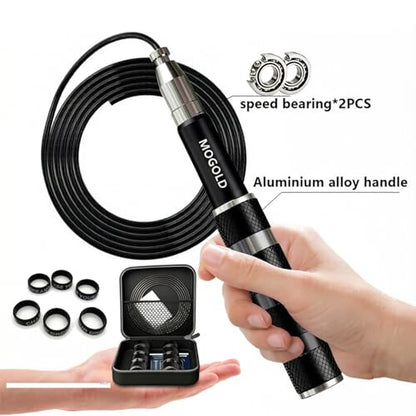 Retractable Jump Rope - No Tool Adjustable, Fits in Pocket, Tangle-Free Steel Cable for Travel & Gym - color: Black