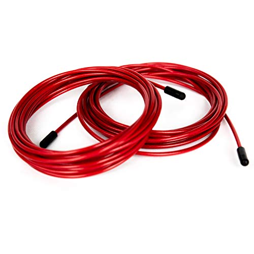 BRANK SPORTS® Pack of 2 Replacement Steel Ropes for all Jump Ropes | Length 12' | 2 Diameters and 7 Colors to Choose From | Replacement Bindings Included | Ideal for Advanced to Double Under - color: Red