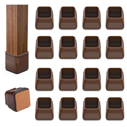 BAIPOK 16Pcs Square Chair Leg Floor Protectors for Hardwood Floors - color: Brown-16pcs, size: Square S (0.90'' -1.22'')