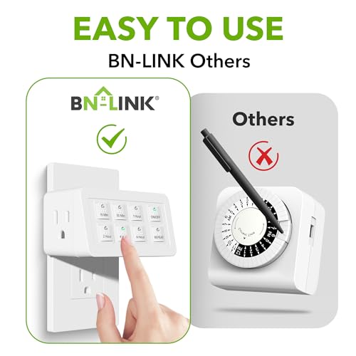 BN-LINK Indoor Countdown Timer with Repeat Function, 2-Outlets, 3-Prong - style: 2 Outlets Countdown Timer