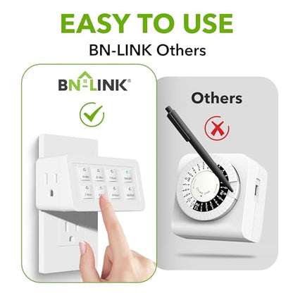 BN-LINK Indoor Countdown Timer with Repeat Function, 2-Outlets, 3-Prong - style: 2 Outlets Countdown Timer