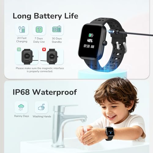 ENOMIR Kids Smart Watch No Phone Needed, Fitness Tracker Watch for Kids - color: Black, size: 1 Strap