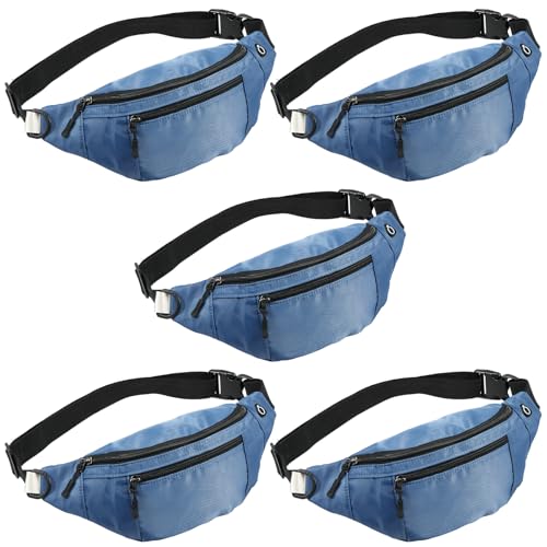 5PCS Crossbody Fanny Pack Bulk,Large Capacity Waist Bag with 4-Zipper Pockets Adjustable Strap Fanny Packs Waterproof Oxford Cloth Travel Belt Bag for Outdoor Shopping Travel Men Women,Blue - color: Blue 5PCS